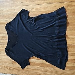 Brand NEW! Eileen Fisher silk tussah chiffon trim style sweater in black Medium